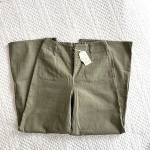 Olive Green Wide-Leg Pants